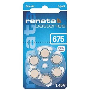 Renata 675 Zinc Air Hearing Aid Power Cells (1.45 V, 660 mAh)