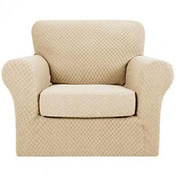 MAXIJIN 2 Piece Elastic Armchair Slipcover Super Stretch for Pet Friendly Use