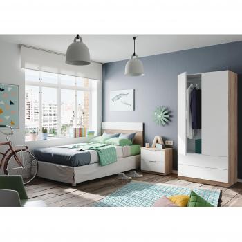 Armario 2 puertas y 2 cajones 181x80x52 cm Roble Canadian/Blanco Artik