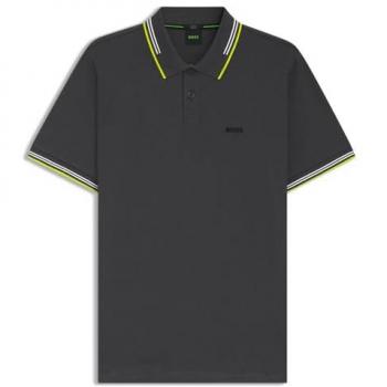 Polo BOSS Paul (Gris) – Versión Casera, Algodón, Manga Corta, Talla M