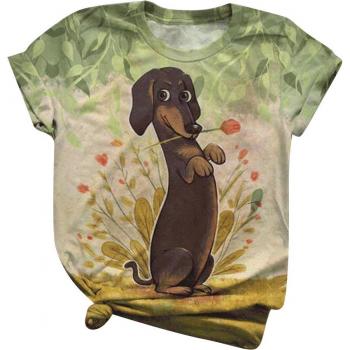 Women's Plus Size 3D Cartoon Dog Harajuku Top