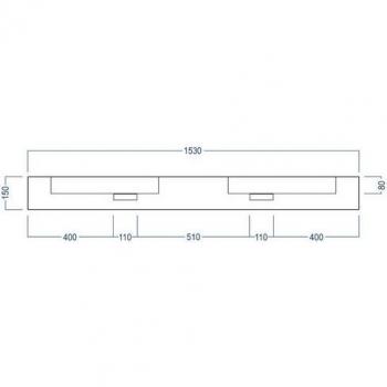 Bernstein Waschbecken TWG16 – 153 × 45 cm, individuelle Farbauswahl, optionales Untergestell aus Edelstahl