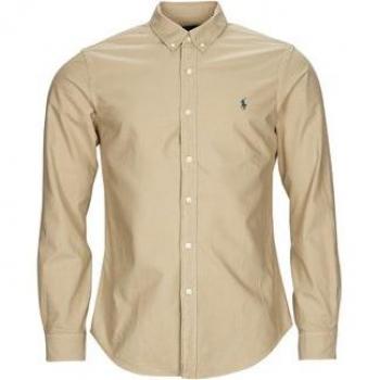 Polo Ralph Lauren Men's Long Sleeve Garment Dye Button Down Shirt in Surrey Tan, Size Medium