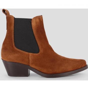 Botines marrones de mujer con detalles de piel