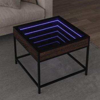 Mesa Centro 50x50x41 cm Led Marrón Roble