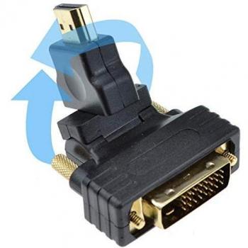 Swivel HDMI Male to DVI D 24+1 Male Plug Adapter