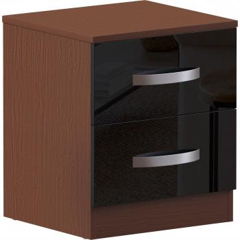 Hulio Walnut and Black 2 Drawer Nightstand