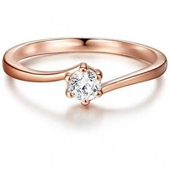 Trilani Elegance: Anillo Oro Rosa y Transparencia