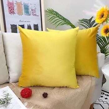 Mustard Yellow Velvet Cushion Protector 60x60 cm (LAXEUYO)