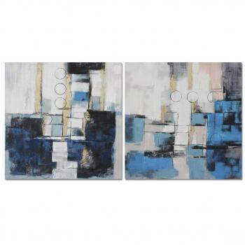 Hand‑Painted MDF Modern Abstract Table Pair (100 × 2.8 × 100 cm)