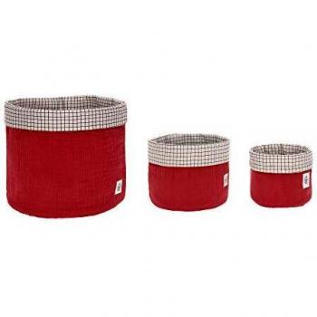 Rosa Baumwollkorb-Set, 3‑teilig, Muslin