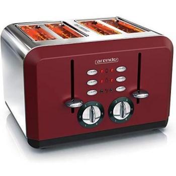 Arendo ToastPro Rot: Edelstahl-Toaster mit Krümelschublade