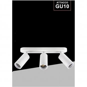 Plafoniera Orientabile 3 Diffusori Lampada GU10 Bianco