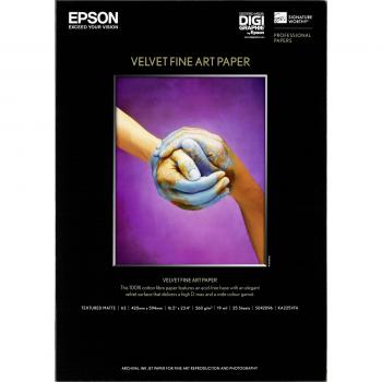 Papel de Arte Fine Art Velvet Epson A2 (260 g/m², 25 hojas)