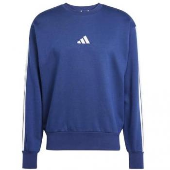 Sudadera Adidas Essentials 3-Stripes Fleece Azul y Blanco L