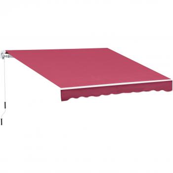Tenda da Sole per Esterno Avvolgibile a Manovella in Metallo e Alluminio, 395x245cm, Rosso Scuro