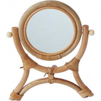 Vertical Flip Rattan Dressing Mirror