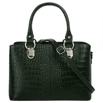 Cluty Umhängetasche, echt Leder, dunkelgrün, Made in Italy