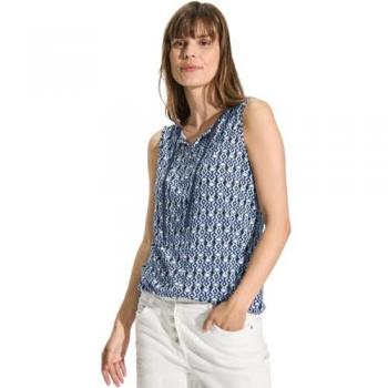 Cecil „Bündchen‑Blau“ Tunikashirt Damen, XL, gemustert, Web-Stoff
