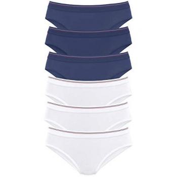 Sheego Bikinislip in Weiß und Marine, Größe 48/50