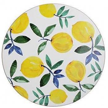 Creative Cork Mat Set with Lemon Pattern, White