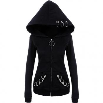 Sudadera Negro Solido Womail Gótico