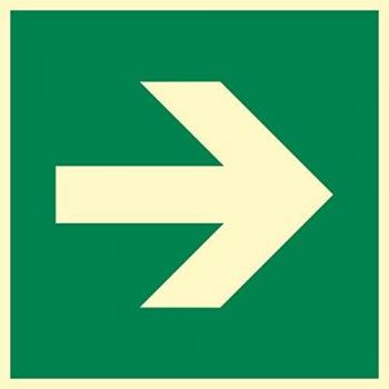 Richtungspfeil für Rettungswege, langnachleuchtend, 150 x 150 mm, VE 10 Stk