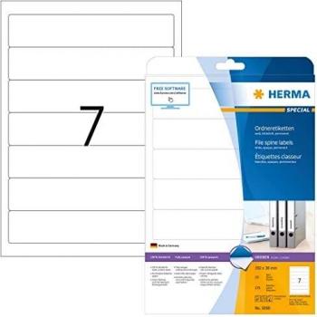 Herma No. 5090 Universal Labels 192 x 38 mm, White Self-Adhesive File Labels A4 Sheet