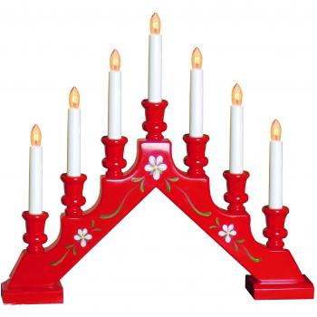 Fensterleuchte “Sara” – 7‑flügelig, rotes Holz, 38 x 43 cm