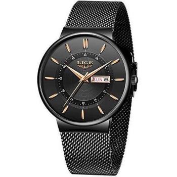 LIGE Wasserdichte Herrenuhr mit Simple Freizeitdesign