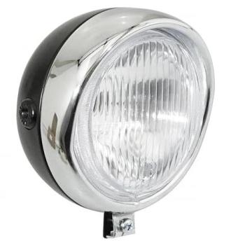 Phare Mobylette MBK 51 Rond Noir avec Capot Chromé