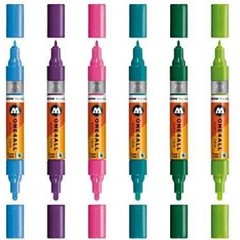 Molotow One4All 6 marqueurs acryliques (largeur de trait 1,5 mm et 4 mm)