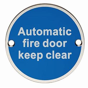 76mm Automatic Fire Exit Sign, Stainless Steel, Satin, Keep Clear