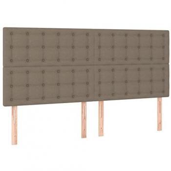 Testiera a LED Tortora 180x5x118/128 cm in Tessuto