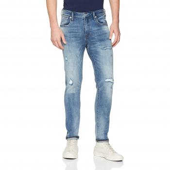 Vaqueros Superdry Tyler, Slim Fit para Hombre, Vicious Blue Rip Vf9, Talla 40