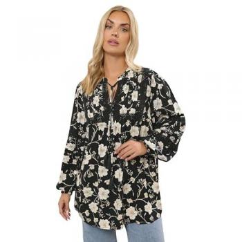 Yours Curve Bluse in Schwarz und Beige