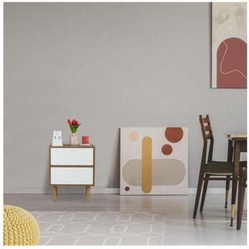 Contemporary Bedside Cabinet, 2-Drawer Side Table, HxWxD 59.5 x 48 x 39.5 cm, Brown/White