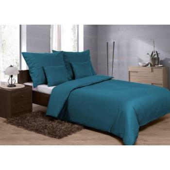 Literie Turquoise Satin Coton 160x200 avec Taies