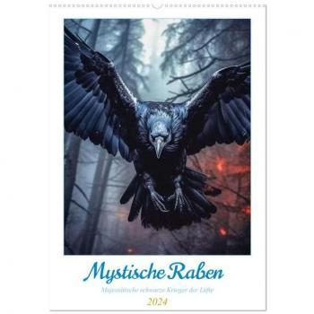 Mystische Raben Wandkalender 2024 DIN A2 hoch