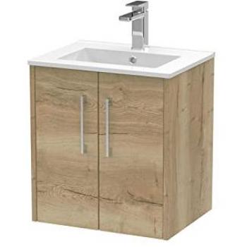 Hudson Reed Juno 500mm Wall Hung Single Vanity Unit Autumn Oak