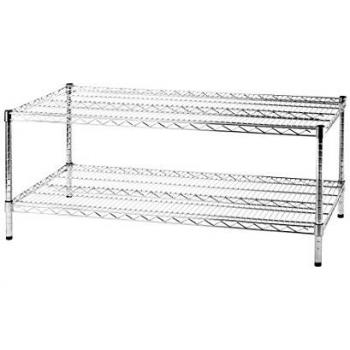 Scaffale Metallico Due Ripiani Robusto in Acciaio Cromato 60 x 121 x H. 50 cm per Cucina, Bagno e Garage
