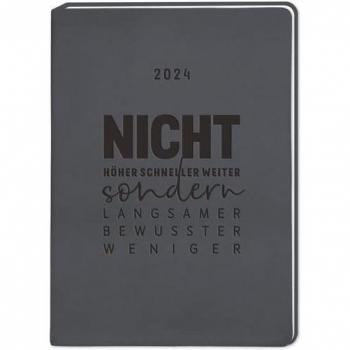 Terminplaner Lederlook 2024 Schwarz