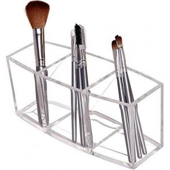 Three-Slot Makeup Brush Cup – Acrylic Holders
