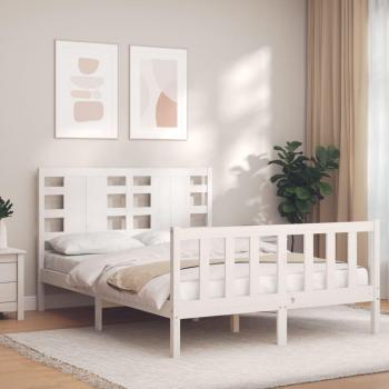 VidaXL Bed Frame without Mattress White Double Solid Wood Pine