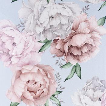 Mixed Peonies Mint White and Pink Tones Wallpaper