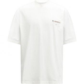 Large Ashen White AllSaints Underground Organic Cotton Graphic Shirt