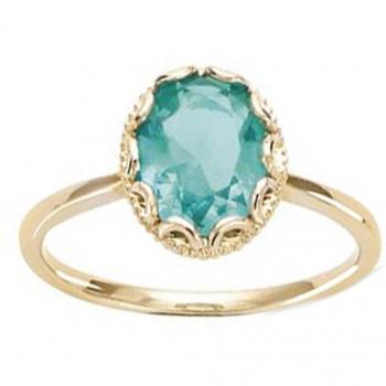 'Sissi' Enameled Gold Ring with Green Details, 10x8 mm, Size 54