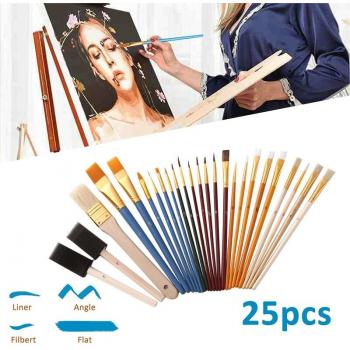 25Pcs Round and Pointed Tip Brush Set