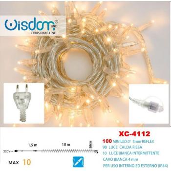 Cadena de Luz 100 LED Luciérnagas Cálido Fijo + Blanco Intermitente