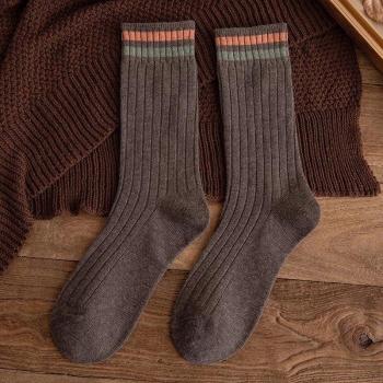 Calcetines largos vintage para mujer, algodón suave y diseño a rayas